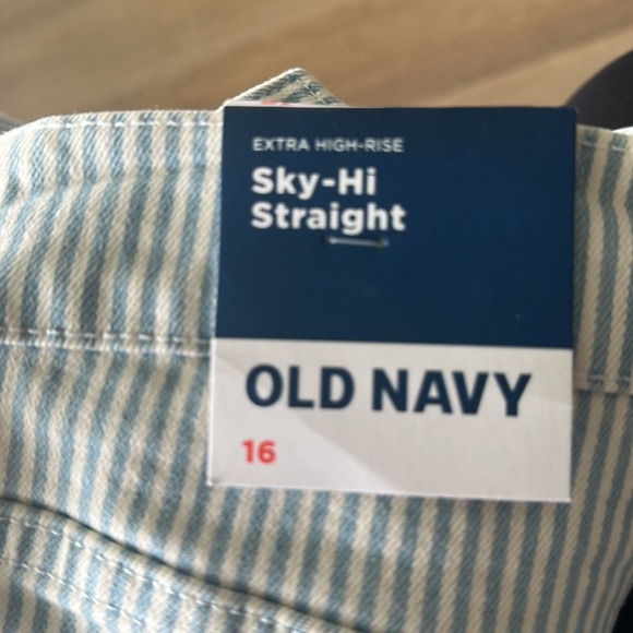 Extra High Rise Blue/White Striped Stretch Jeans - Picture 3 of 5